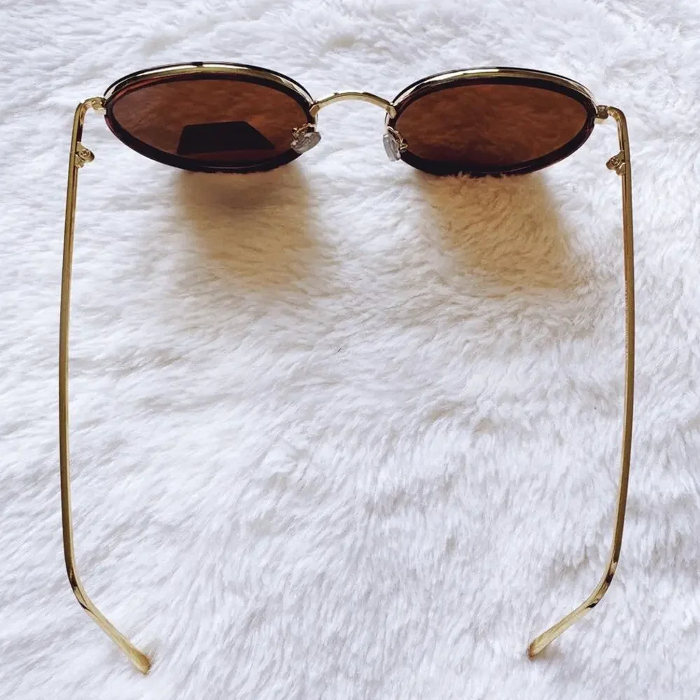 Dean Tortoise Brown w/ Gold Rims Round Sunglasses